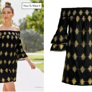 Black Dress with Gold Embroidery